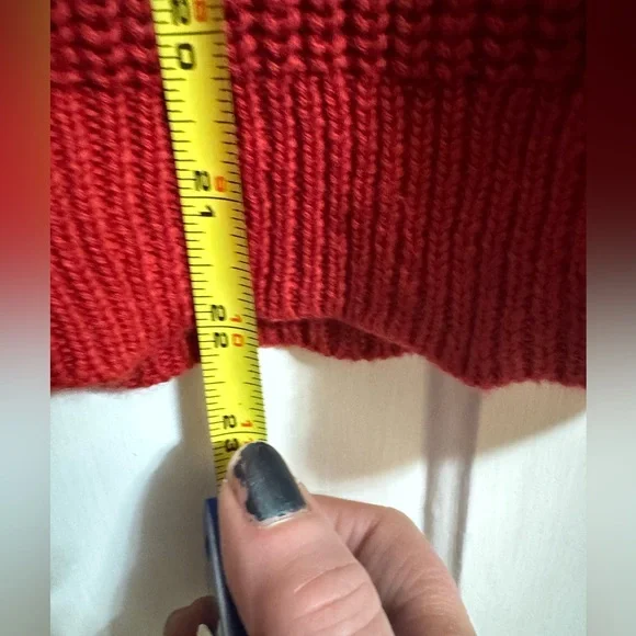 J Crew red cotton/ cashmere fisherman knit sweater large - Picture 4 of 6